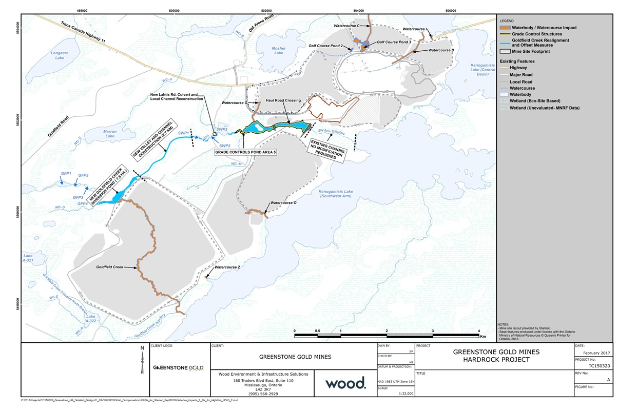 Figure 13 - Locations of proposed removal of waterbodies and watercourses, and of proposed offset measures